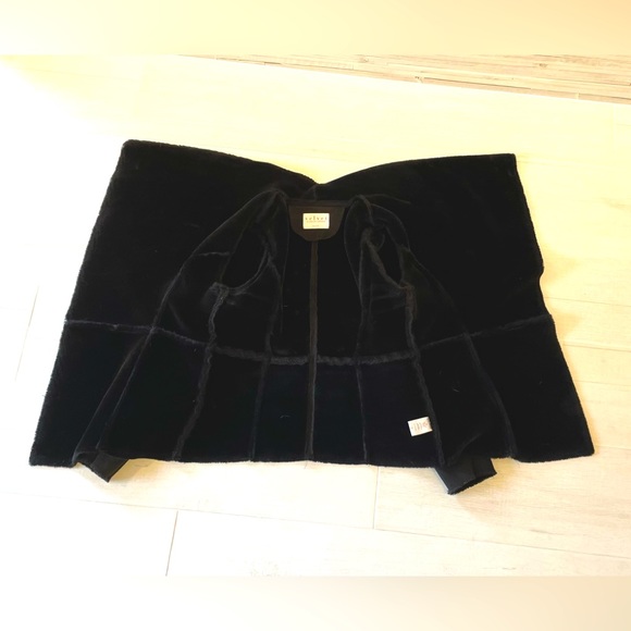 VELVET by Graham & Spencer Black Faux Suede Fur Shearling shawl collar jacket - Picture 3 of 5